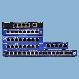 Lot of (6) Netgear GS108, GS105, GS305P, FS116 Gigabit Ethernet Switches bundle